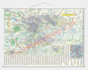 Kraków, plan miasta - mapa ścienna