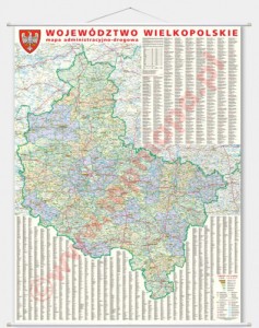 Wielkopolska, mapa administracyjna - mapa ścienna